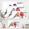 Designart - Two Bullfinches On A Hawthorn Branch with Snowfall - Traditional Canvas Wall Art Print
